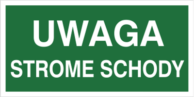 Znak uwaga strome schody (156)