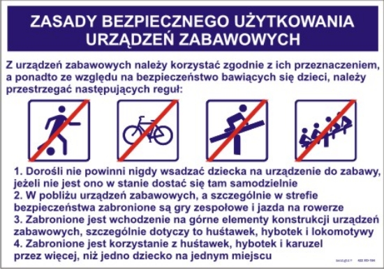 Zasady bezpiecznego użytkowania urządzeń zabawowych 422 XO - 184