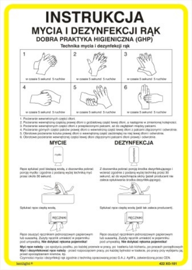 Instrukcja mycia i dezynfekcji rąk 422 XO - 101