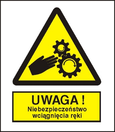 Ostrzeżenie przed niebezpieczeństwem wciągnięcia ręki