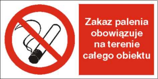 Zakaz palenia obowiązuje na terenie całego obiektu
