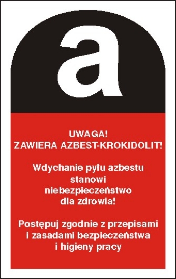 Uwaga zawiera azbest-krokidolit