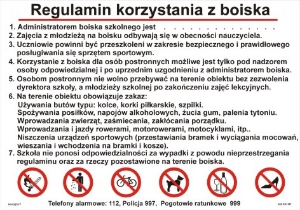 Obrazek dla kategorii 422 XO - 197 Regulamin korzystania z boiska (422 XO-197)