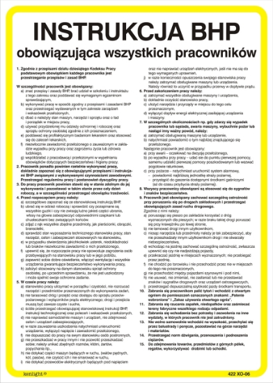 Instrukcja BHP obowiązująca wszystkich pracowników 422 XO - 06
