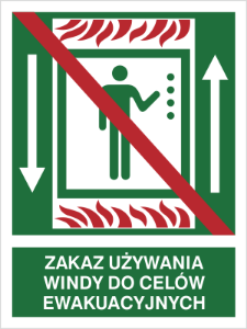 Obrazek dla kategorii Znak Zakaz używania windy do celów ewakuacyjnych (154-02)