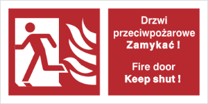 Obrazek dla kategorii Znak Drzwi przeciwpożarowe. Zamykać! Fire door Keep shut! (w lewo) (217-02)