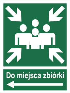 Obrazek dla kategorii Znak Do miejsca zbiórki (w lewo) (120-12)