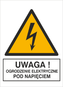 Obrazek dla kategorii Znak Uwaga! Ogrodzenie elektryczne pod napięciem (330-22)