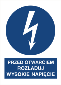 Obrazek dla kategorii Znak Przed otwarciem rozładuj wysokie napęcie (430-06)