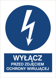 Obrazek dla kategorii Znak Wyłącz przed zdjęciem osłony wirującej (430-16)
