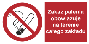 Obrazek dla kategorii Znak Zakaz palenia obowiązuje na terenie całego zakładu (209-01)