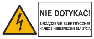 Obrazek dla kategorii Znak Nie dotykać! Urządzenie elektryczne! Napięcie niebezpieczne dla życia (330-01)
