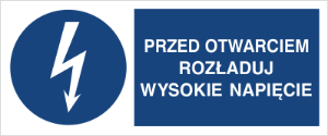 Obrazek dla kategorii Znak Przed otwarciem rozładuj wysokie napęcie (430-06)