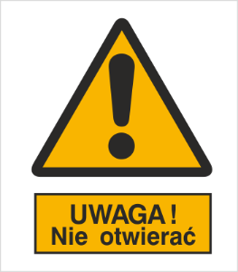 Obrazek dla kategorii Znak Ostrzeżenie przed otwarciem (301-08)