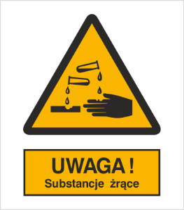 Obrazek dla kategorii Znak Uwaga substancje żrące (303)
