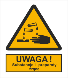 Obrazek dla kategorii Znak Ostrzeżenie przed substancjami i preparatami żrącymi (303-05)