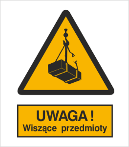 Obrazek dla kategorii Znak Ostrzeżenie przed wiszącymi przedmiotami (wiszącym ciężarem) (305)