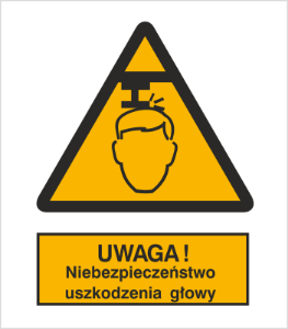 Obrazek dla kategorii Znak Ostrzeżenie przed niebezpieczeństwem uszkodzenia głowy (311)