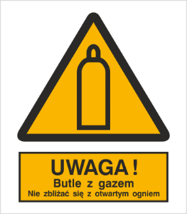 Obrazek dla kategorii Znak Uwaga! Butle z gazem. Nie zbliżać się z otwartym ogniem (321-01)
