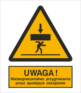 Obrazek dla kategorii Znak Ostrzeżenie przed niebezpieczeństwem przygniecnia przez spadające obciążenie (343)