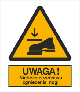 Obrazek dla kategorii Znak Ostrzeżenie przed niebezpieczeństwem zgniecenia nogi (344)