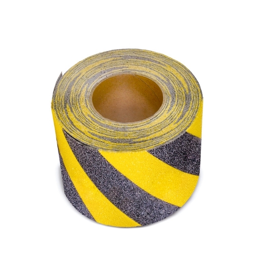 TAŚMA OSTRZEGAWCZA ANTYPOŚLIZGOWA ŻÓŁTO - CZARNA Rolka 150mm x 18.3m