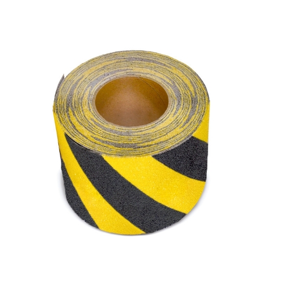 Antypoślizgowa taśma plastyczna żółto-czarna - rolka 150mm x 18.3m