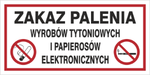 Obrazek dla kategorii Zakaz palenia wyrobów tytoniowych i pap. elektr. (209-22)