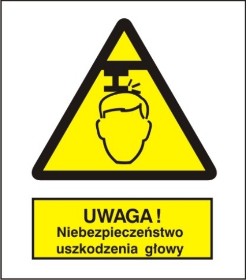 Ostrzeżenie przed niebezpieczeństwem uszkodzenia głowy