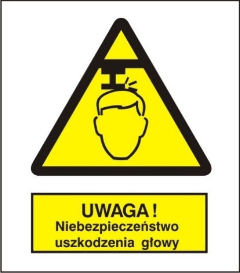Ostrzeżenie przed niebezpieczeństwem uszkodzenia głowy