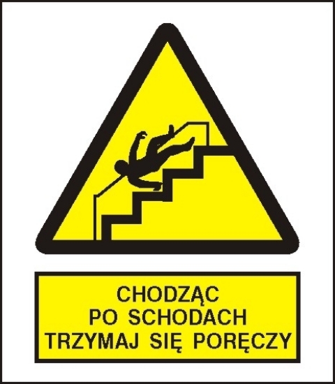 Ostrzeżenie przed niebezpieczeństwem upadku na schodach