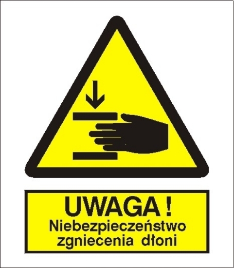 Ostrzeżenie przed zgnieceniem dłoni