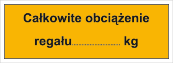 Całkowite obciążenie regału: …kg