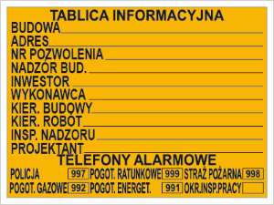 Obrazek dla kategorii Budowlana tablica informacyjna (319)