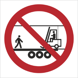 Obrazek dla kategorii Znak Zakaz przebywania na naczepie gdy w środku jest wózek transportowy (bez opisu) (650)