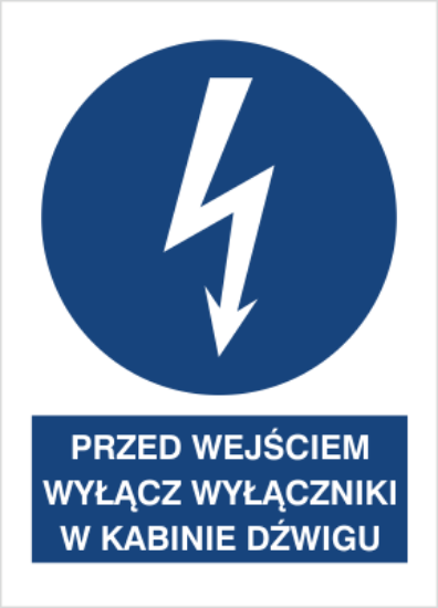 Przed wyjściem wyłącz wyłącznik w kabinie dźwigu