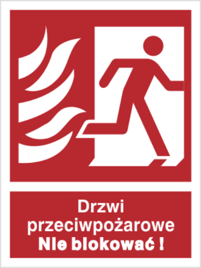 Drzwi przeciwpożarowe. Nie blokować! (w prawo)