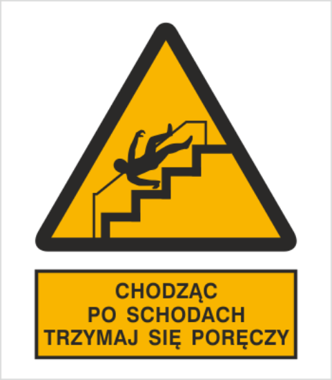 Ostrzeżenie przed niebezpieczeństwem upadku na schodach