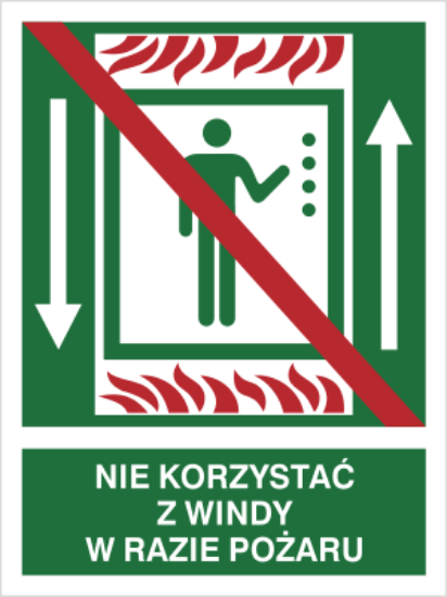 Nie korzystać z windy w razie pożaru