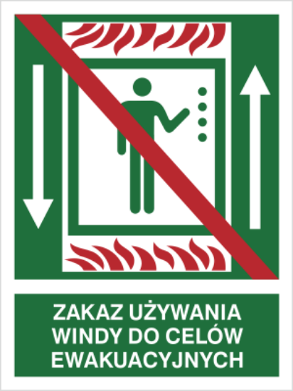 Zakaz używania windy do celów ewakuacyjnych
