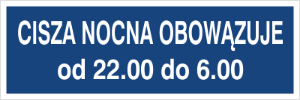 Obrazek dla kategorii Cisza nocna obowiązuje od 22.00 do 6.00 (801-246)
