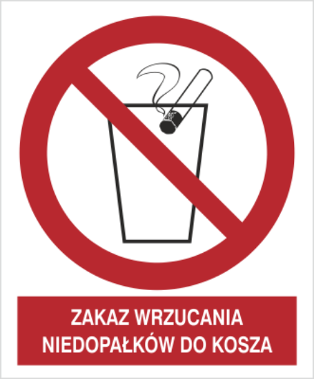 Zakaz wrzucania niedopałków do kosza