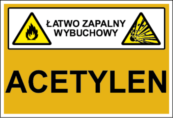 Acetylen (łatwo zapalny, wybuchowy)