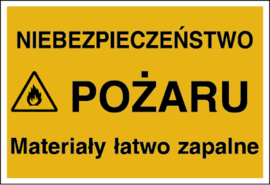 Niebezpieczeństwo pożaru. Materiały łatwo palne