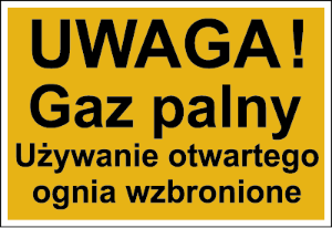 Obrazek dla kategorii Znak Uwaga! Gaz palny. Używanie otwartego ognia wzbronione (825)