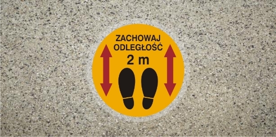 Obrazek Znak Podłogowy Antypoślizgowy Zachowaj odległość 2m