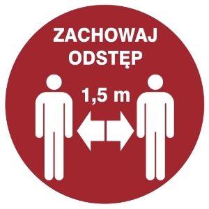 Obrazek dla kategorii Znak Zachowaj odległość 1,5 m (857-48) Okrągły 