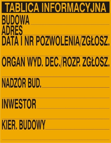 Obrazek Budowlana tablica informacyjna