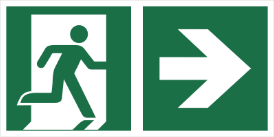 Obrazek Znak podwieszany łączony wyjście ewakuacyjne ze strzałką PP 300x150 mm