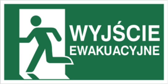 Obrazek Znak podwieszany wyjście ewakuacyjne w lewo 300x150 mm